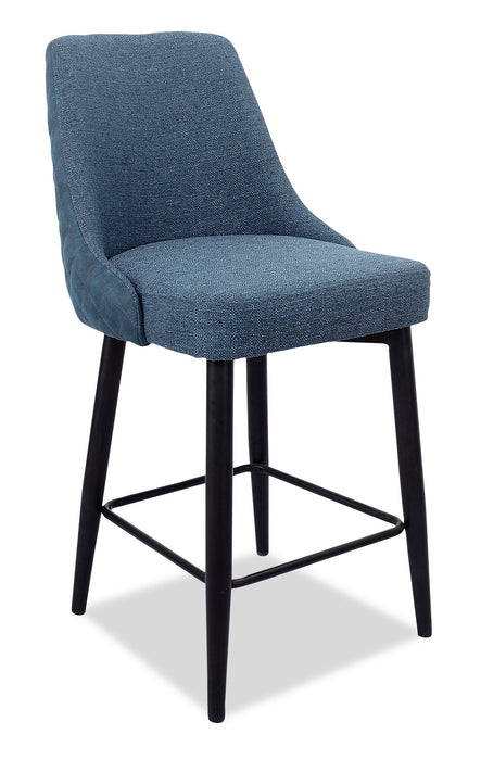 Eden Counter-Height Stool with Linen-Look Fabric, 25\"H, Metal - Blue