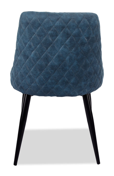 Eden Dining Chair with Linen-Look Fabric, Metal - Blue
