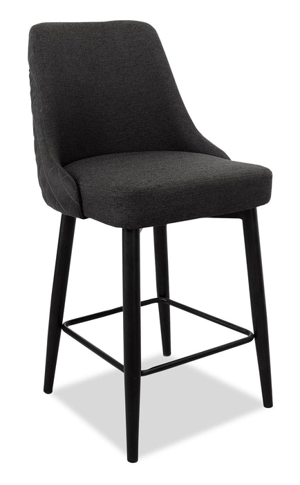 Eden Counter-Height Stool with Linen-Look Fabric, 25\"H, Metal - Charcoal