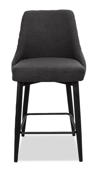 Eden Counter-Height Stool with Linen-Look Fabric, 25\"H, Metal - Charcoal