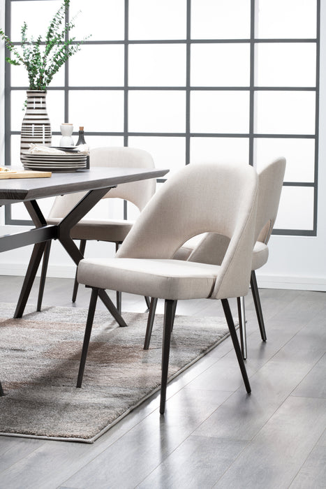 Elijah Dining Chair with Linen-Look Fabric, Metal - Taupe
