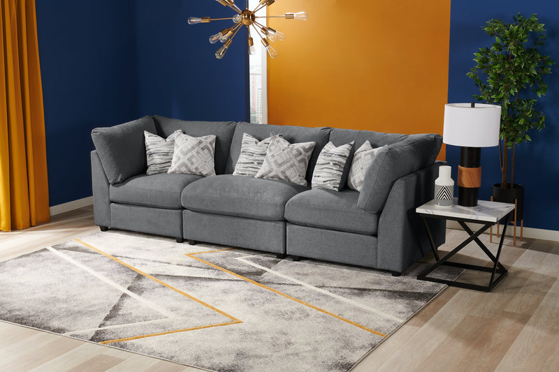 Scott Living Evolve Modular 39.5\" Linen-Look Fabric Corner Chair with Feather Down Cushions - Charcoal Grey
