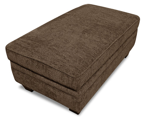 Made in Canada Febe 26" Chenille Fabric Storage Ottoman with Wood Legs - Brown 