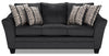 Made in Canada Febe 85\" Chenille Fabric Full-Size Condo Sofa Bed with Flared Arms - Charcoal Grey