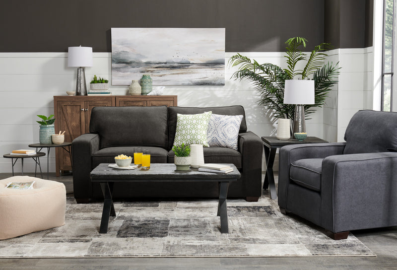 Made in Canada Fiona 74\" Chenille Fabric Full-Size Sofa Bed with Track Arms - Grey