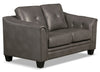 Andi Leather-Look Fabric Loveseat – Grey - Glam style Loveseat in Grey