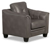Andi 40\" Leather-Look Fabric Sofa with Button Tufting - Grey