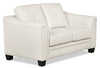 Andi Leather-Look Fabric Loveseat – Beige - Glam style Loveseat in Beige
