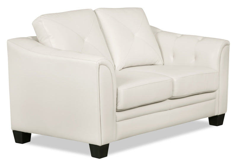 Andi 62\" Leather-Look Fabric Loveseat with Button Tufting - Beige