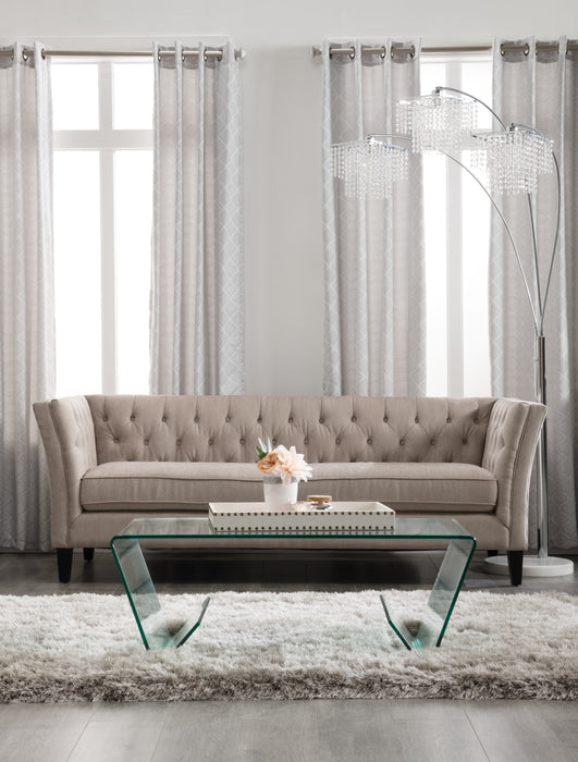 79\" Glam Silver with Marble Base and 3-Light Glass Crystal Shade Arc Floor Lamp
