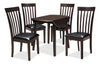 Hammis 5-Piece Dining Package - Contemporary style Dining Room Set in Dark Brown Birch Solids and Veneers