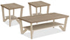 Arika 3-Piece Coffee and Two End Tables Package – Ivory - Contemporary style Occasional Table Package in White Wood
