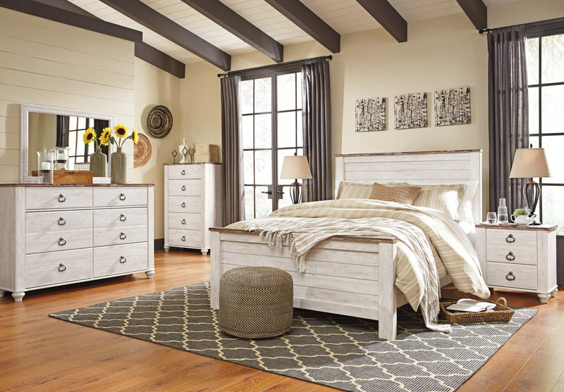 Willowton Bedside 2-Drawer Nightstand, 23.7\"W x 25.7\"H - Whitewash