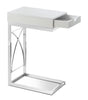 Turin Accent Table – Glossy White - Modern style End Table in White Metal and Wood