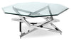 Konstanz 40\" Glam Octagon Glass Top Coffee Table - Silver with Metal Base
