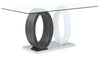 Jaye Dining Table with Glass Top, Pedestal Base, 63\"W - Grey & White