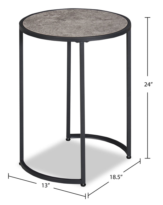 Jacki 18.25\" Chairside Table - Grey Stone-Look