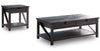 Jake 47.25\" Rustic 2-Pack Coffee + End Table with Storage and Shelf - Distressed Grey 