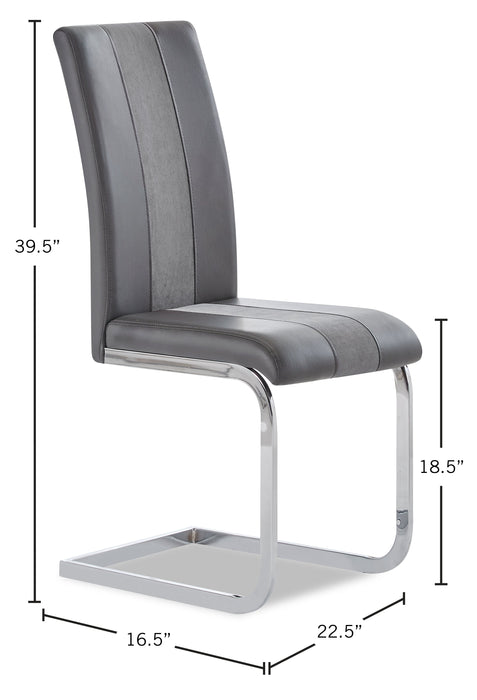 Jaye Dining Chair with Vegan-Leather Fabric, Metal - Grey