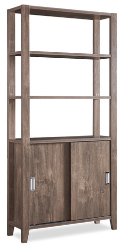 Jude 36" 3-Shelf Bookcase with Cabinet- Hazelnut