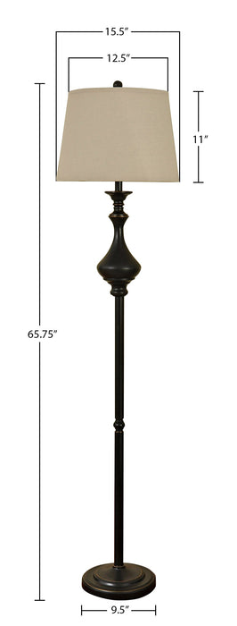 Julia Traditional Antiqued-Bronze 3-Piece Set, Floor and Two Table Lamps
