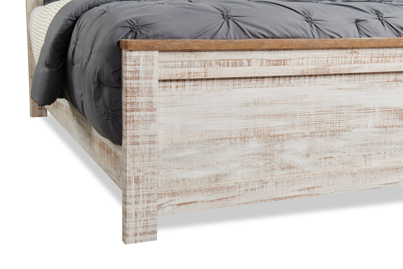 Kaia Panel Bed, Whitewash - Queen Size
