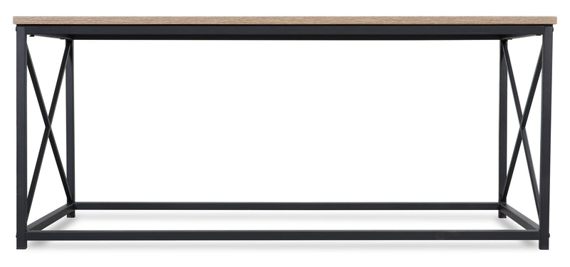 Kasey 42.25\" Modern 3-Pack Coffee + 2 End Tables - Dark Taupe with Black Metal Base