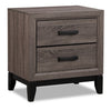 Kate Bedside 2-Drawer Nightstand, 23.6"W x 24.8"H - Grey/Brown