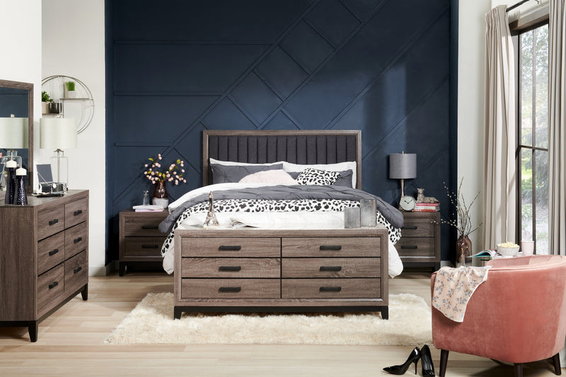 Kate Bedside 2-Drawer Nightstand, 23.6\"W x 24.8\"H - Grey/Brown