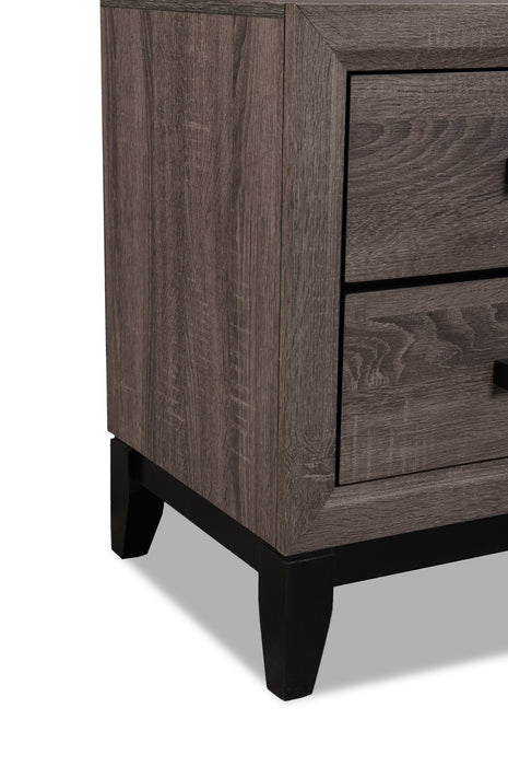 Kate Bedside 2-Drawer Nightstand, 23.6\"W x 24.8\"H - Grey/Brown
