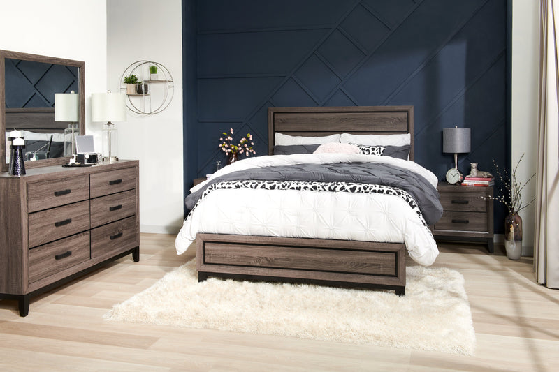 Kate Panel Bed with Headboard & Frame, Grey/Brown - King Size