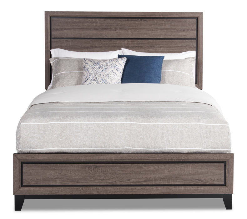 Kate Panel Bed with Headboard & Frame, Grey/Brown - King Size