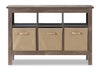 Kimberly Hall Table with Three Baskets - Beige  - Contemporary style Hall Table in Beige Medium Density Fibreboard (MDF)