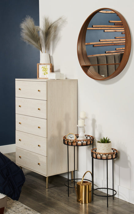 Lake Bedroom Chest of Drawers, 5-Drawer, 29\"W x 52\"H, Made in Canada, Glam - White