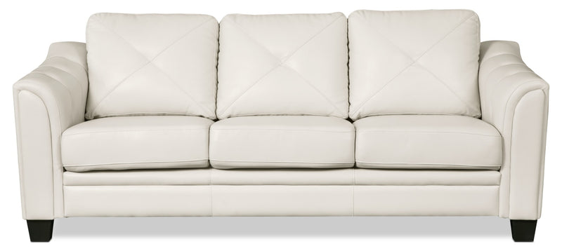 Andi 84\" Leather-Look Fabric Sofa with Button Tufting - Beige