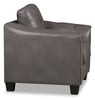 Andi Leather-Look Fabric Chair – Grey - Glam style Chair in Grey