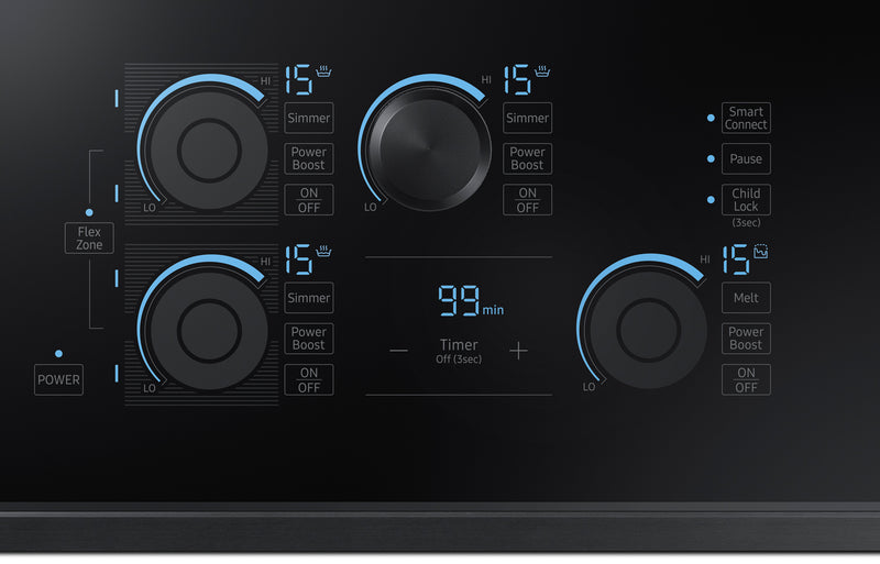 Samsung 30\" 5-Element Smart Induction Cooktop with Flex Zone & Virtual Flame Technology™ - Black Stainless Steel - NZ30K7880UG/AA