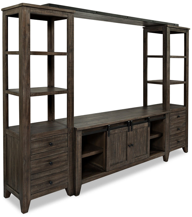 Madison 104\" Rustic 4-Piece Wall Unit Entertainment Centre with Storage and Cable Management for TVs up to 65\"- Brown