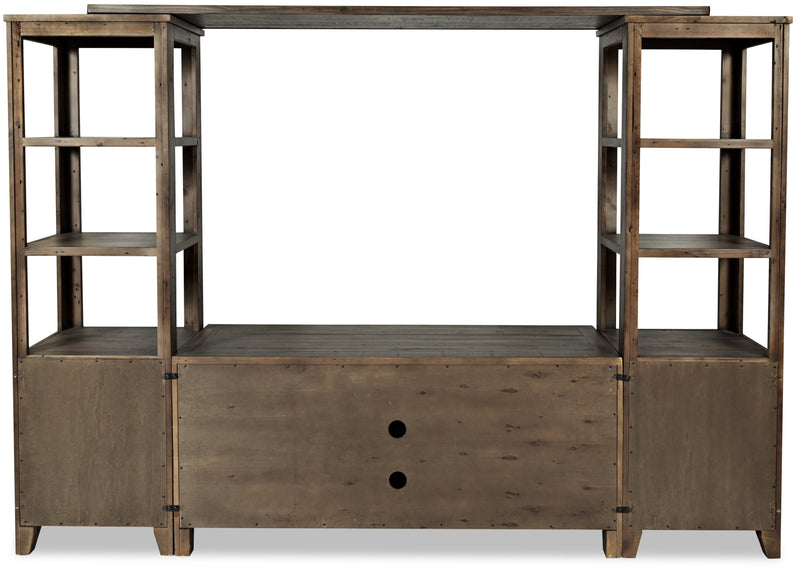 Madison 104\" Rustic 4-Piece Wall Unit Entertainment Centre with Storage and Cable Management for TVs up to 65\"- Brown