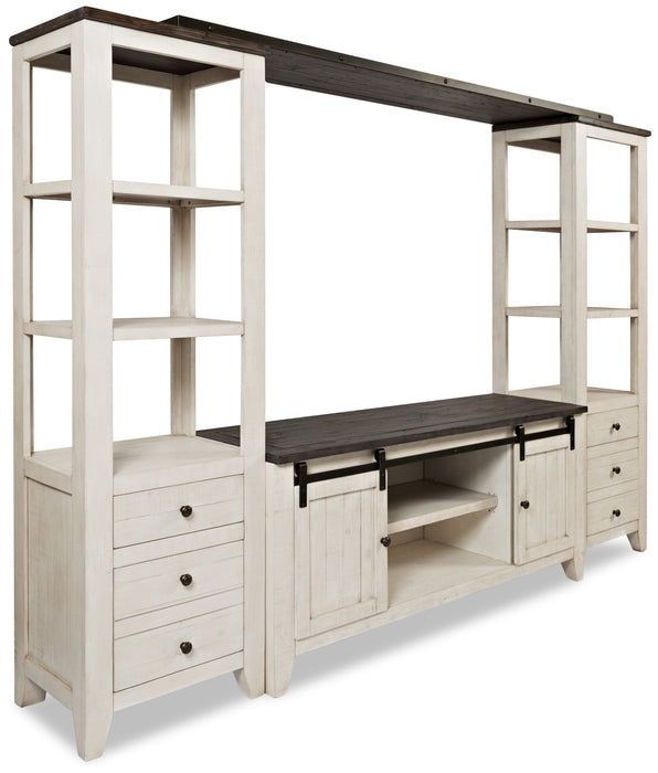 Madison 104\" Rustic 4-Piece Entertainment Centre with Storage and Cable Management for TVs up to 65\"- White