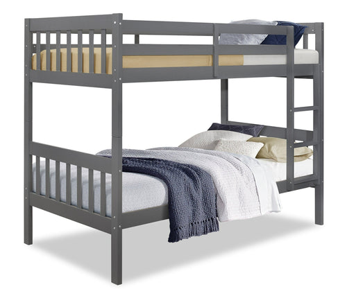 Miko Bunk Bed with Ladder & Guard Rail for Kids, Grey - Twin/Twin 