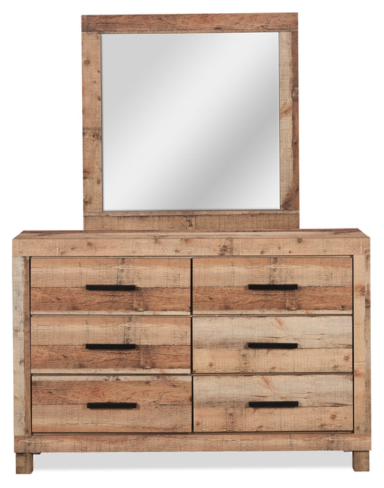 Mojave Bedroom 6-Drawer Dresser, 57.4\"W x 37.8\"H, Rustic - Natural Brown