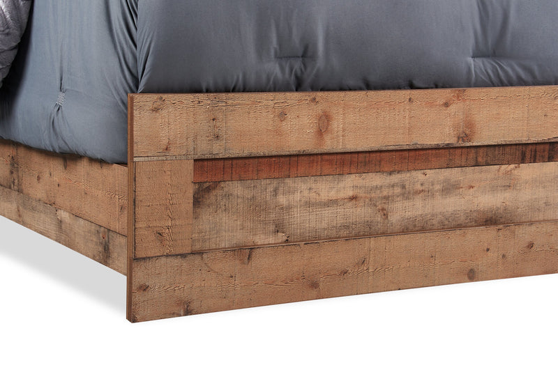 Mojave Panel Bed with Headboard & Frame, Rustic, Brown - Queen Size