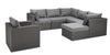 Morris 7-Piece Outdoor Patio Set with 3 Corner Chairs, 2 Armless Chairs, Patio Chair & Ottoman - Hand-Woven Resin Wicker, Olefin Fabric, UV & Weather Resistant - Grey