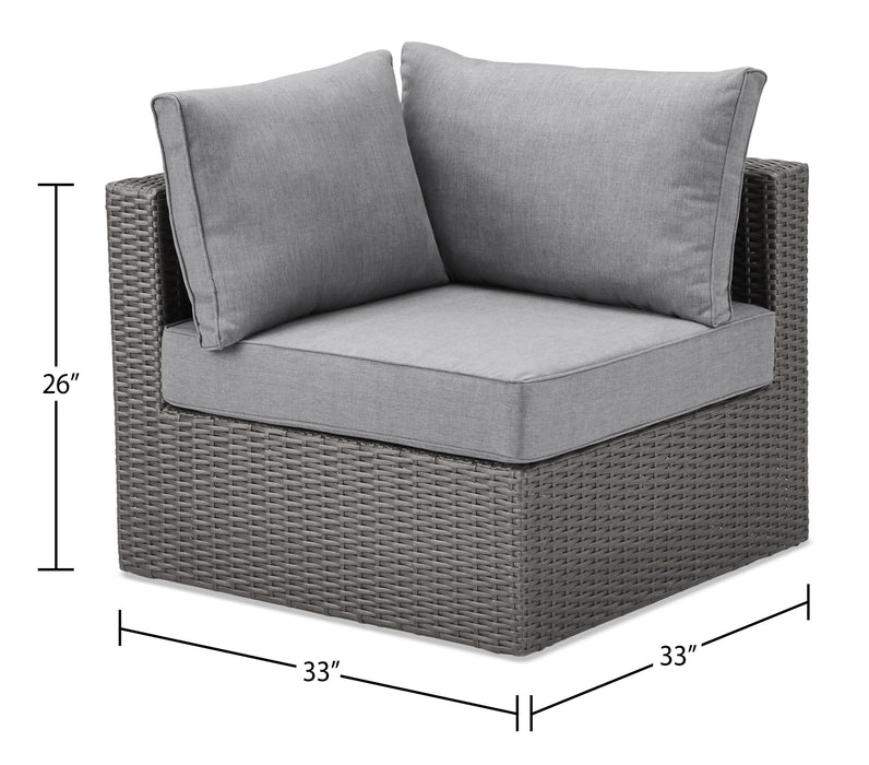 Morris Corner Outdoor Patio Storage Chair - Hand-Woven Resin Wicker, Olefin Fabric, UV & Weather Resistant - Grey
