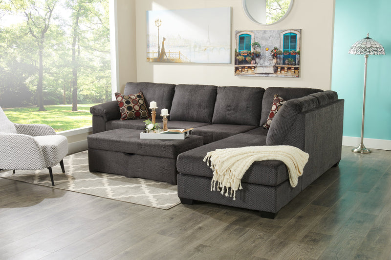 Made in Canada Morty 48\" Chenille Fabric Storage Ottoman - Grey
