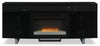 Odesos 72" TV Stand with Glass Ember Firebox and Soundbar – Black - Modern style TV Stand with Fireplace in Black