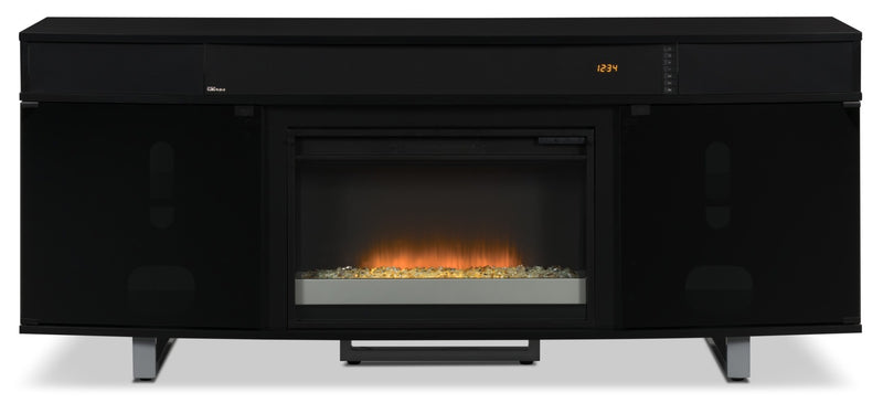 Odesos 72\" Modern Electric Fireplace TV Stand with Storage and Cable Management for TVs up to 80\"- Black