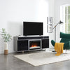 Odesos 72" TV Stand with Glass Ember Firebox and Soundbar - Grey|Meuble pour téléviseur Odesos de 72 po avec foyer à braises en verre et barre de son - gris|ODG72FIR