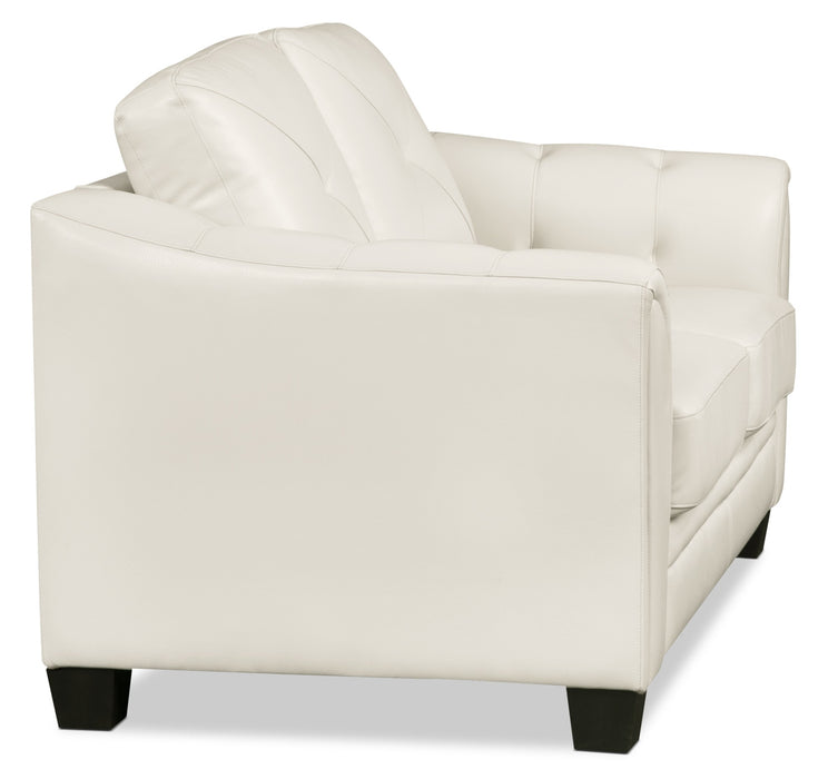 Andi 62\" Leather-Look Fabric Loveseat with Button Tufting - Beige